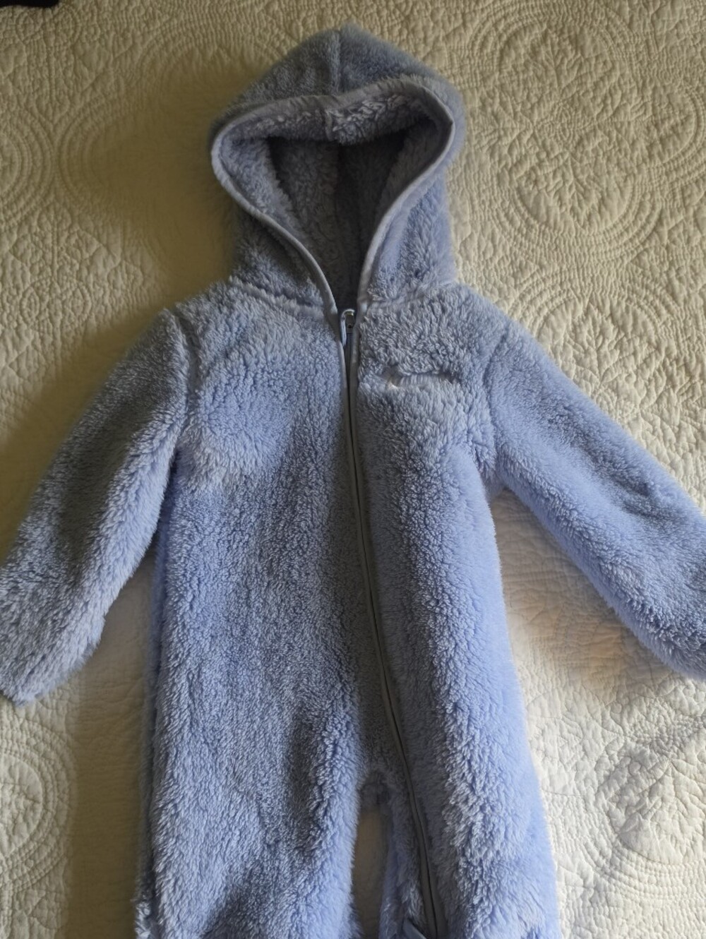 Nike Infant Light Blue Plush Fold Over Footed One-Piece